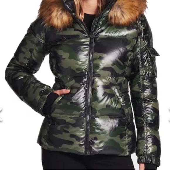 UPCYCLED S13 camouflage puffer coat jacket with runners thumb holes size XL - Picture 1 of 11